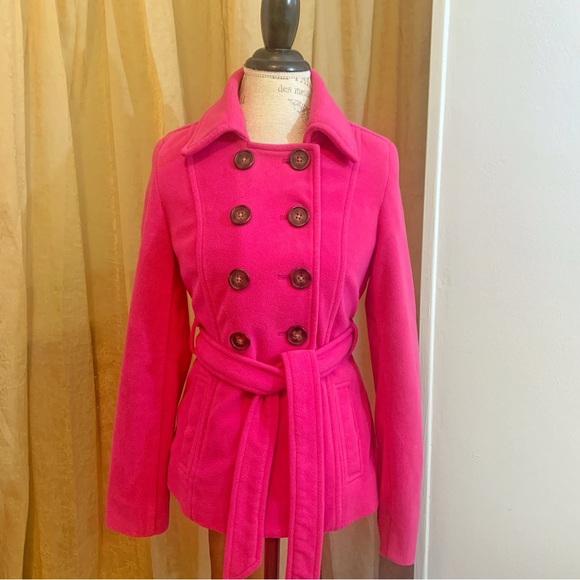 Old Navy Fleece Pink Pea Coat - Picture 5 of 10